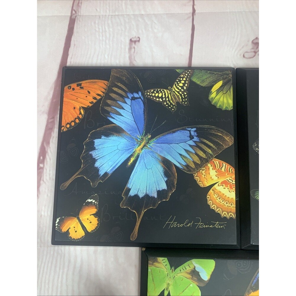 Harold Feinstein Monarch Butterfly Wall Art Set 3 Tabletop Display 2009 Colorful - Picture 2 of 9
